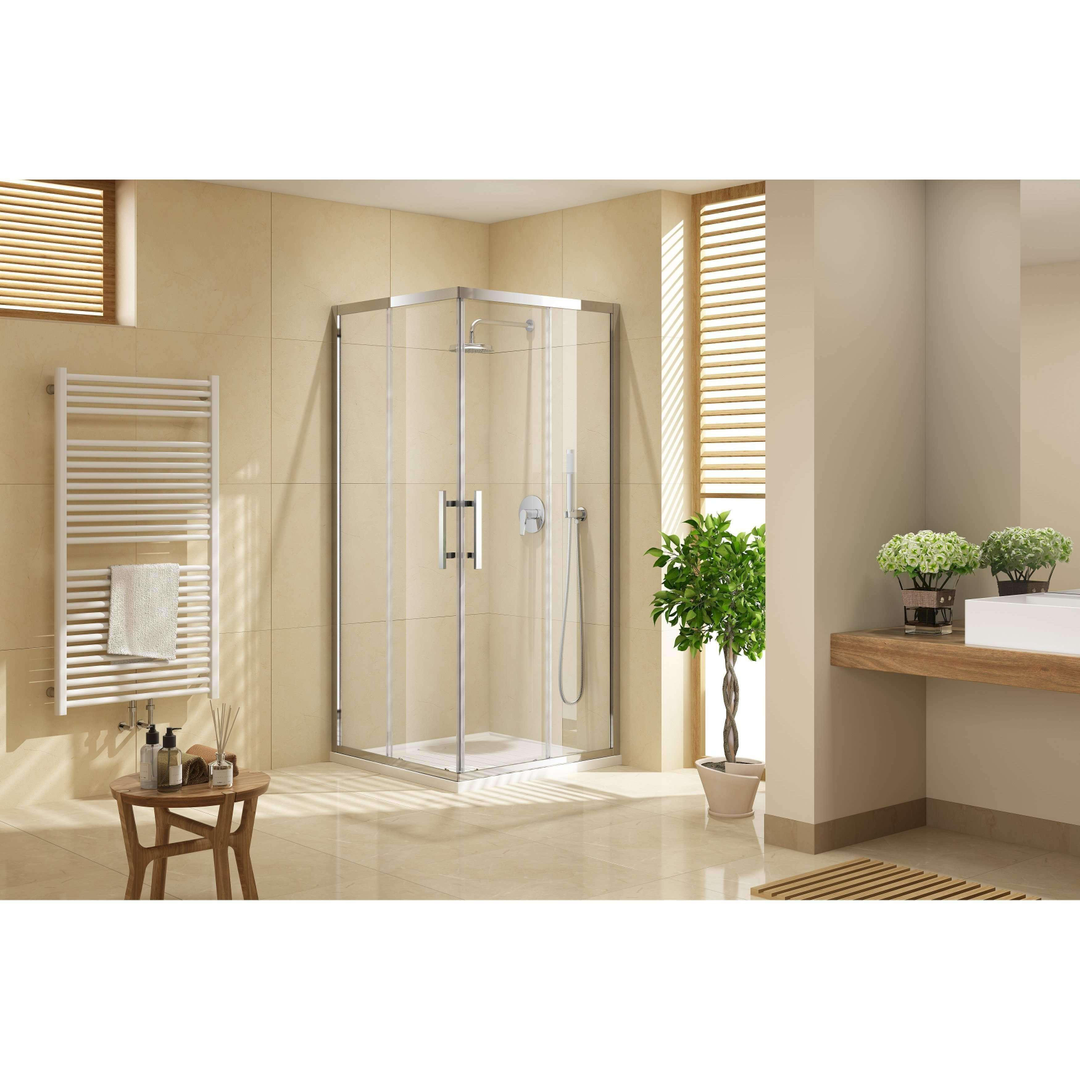 Oceano Louve Square Slider Door 1000 X 2000 Chrome