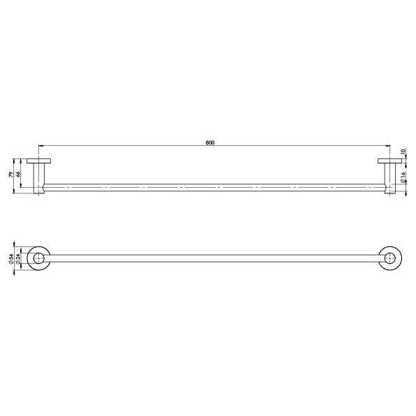 Phoenix Radii Single Towel Rail 800mm Round Plate-Chrome - Burdens Plumbing