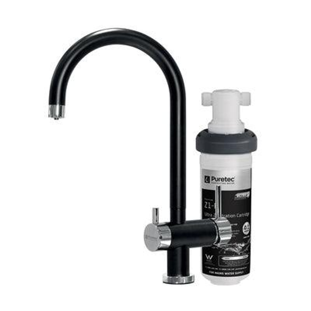 Puretec Quick Twist System With Bl1 Black & Chrome Mixer Tap Z1-Bl1