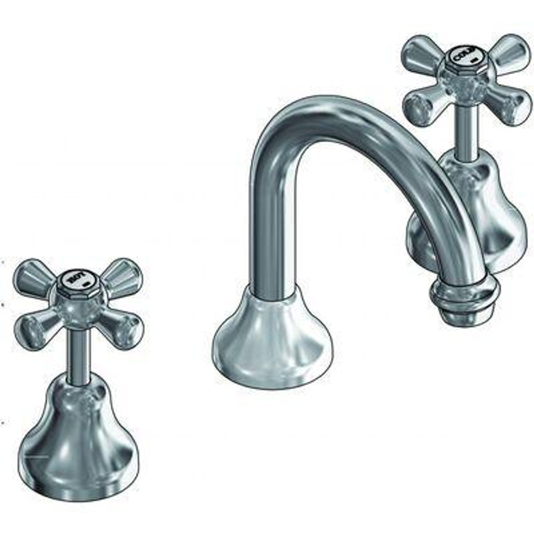 Ram Merino Basin Set with Gooseneck Spout Chrome White