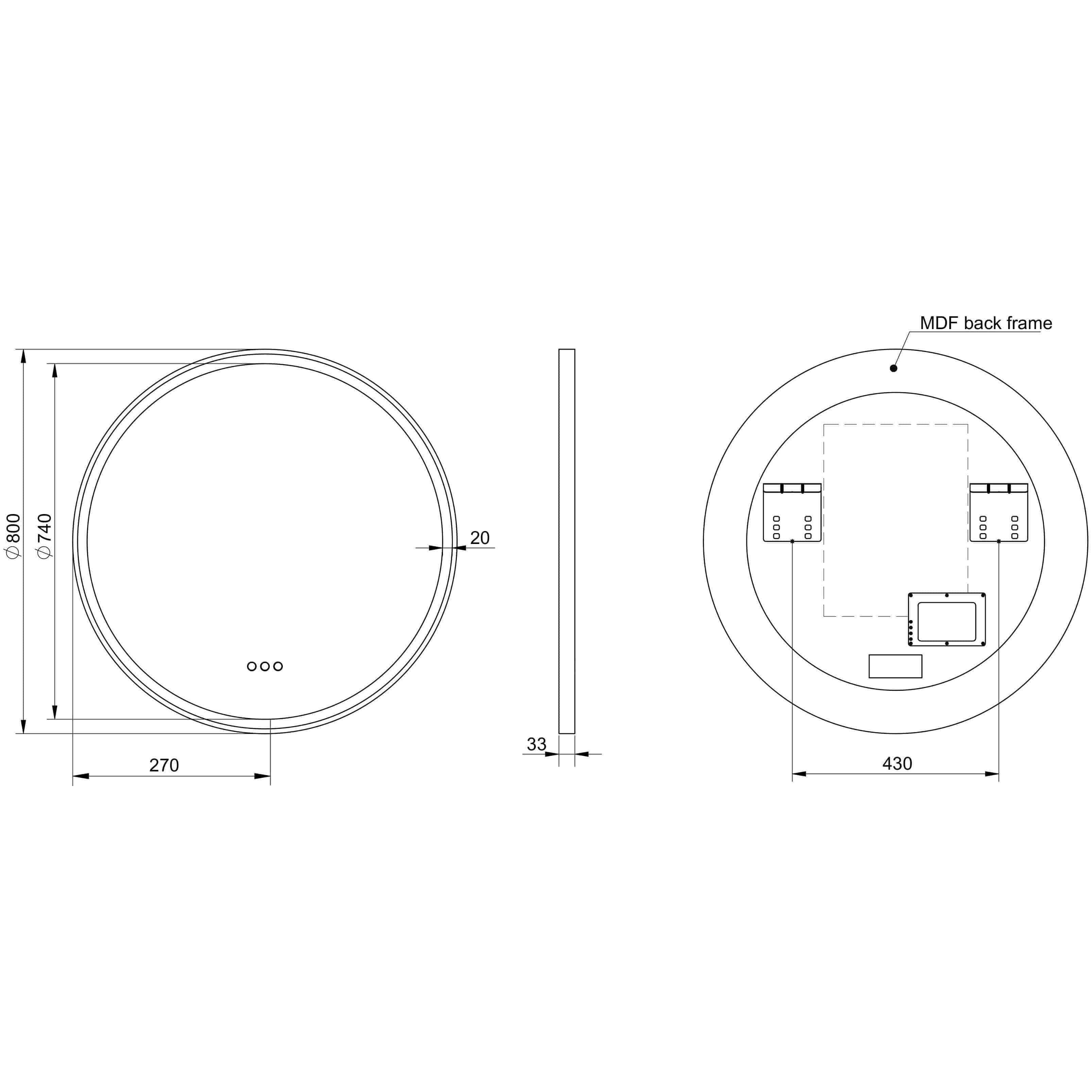 Remer Eclipse Flex 800 White Led Mirror 800W X 800H X 33D E80Dd-Mw - Burdens Plumbing