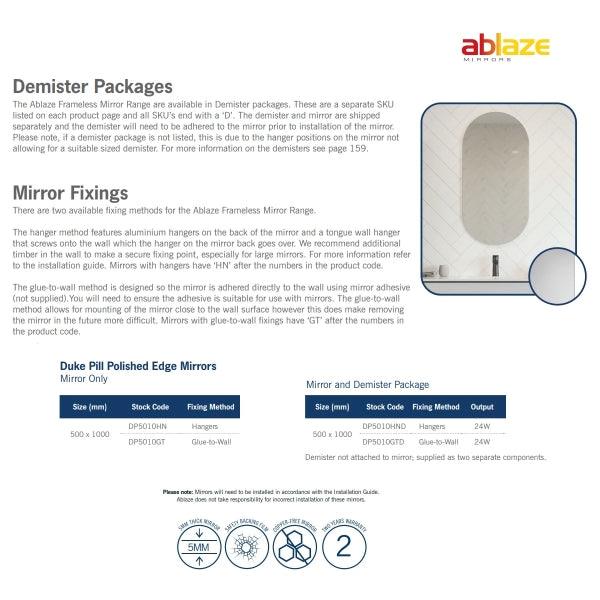 Thermogroup Duke Pill Shape Polished Edge Mirror - Burdens Plumbing