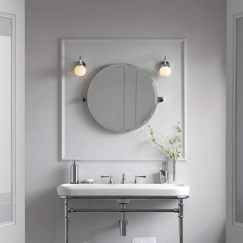 V+A Anatolia 55 Round Wall Mirror With Exposed Brackets Polished Chrome