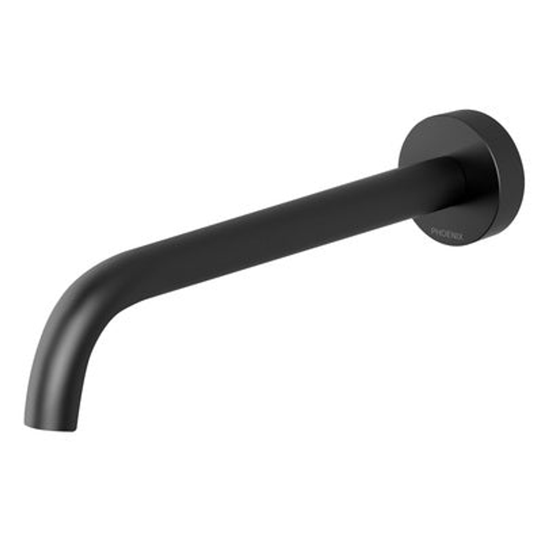 Phoenix Vivid Slimline Bath Outlet 230mm Curved Matte Black Vs7640-10