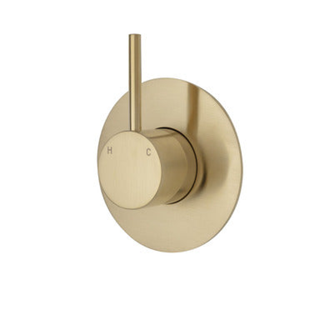 Fienza Kaya Up Wall Mixer Urban Brass Large Round Urban Brass Plate