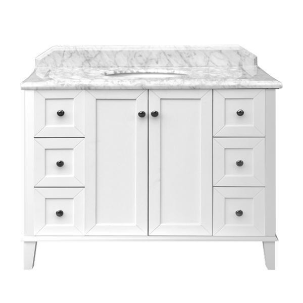 T&H Coventry 120 X 55 Sgl Bowl Satin White Vanity Real Marble Top & U/C Basin