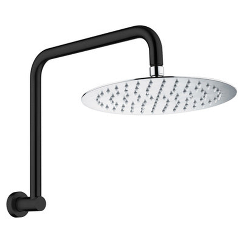 Fienza Kaya Gooseneck Shower Arm Set Matte Black With Chrome Head