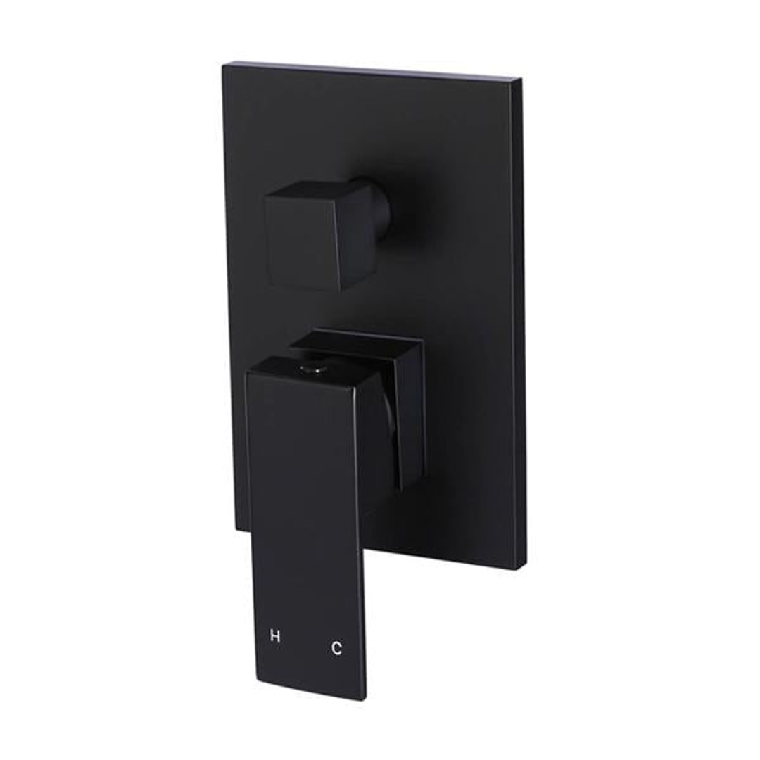 Meir Square Matte Black Wall Mixer With Diverter