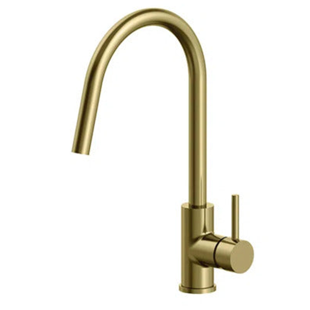 Streamline Axus Pin Sink Mixer Pull Down Spout Brushed Brass