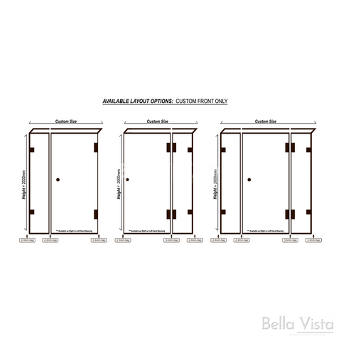 Custom Frameless Shower Front 1401-1600mm(Bel.Vista P#:Customf14-16)