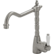 Fienza Eleanor Shepherds Crook Kitchen Sink Mixer Brushed Nickel White Ceramic Handle