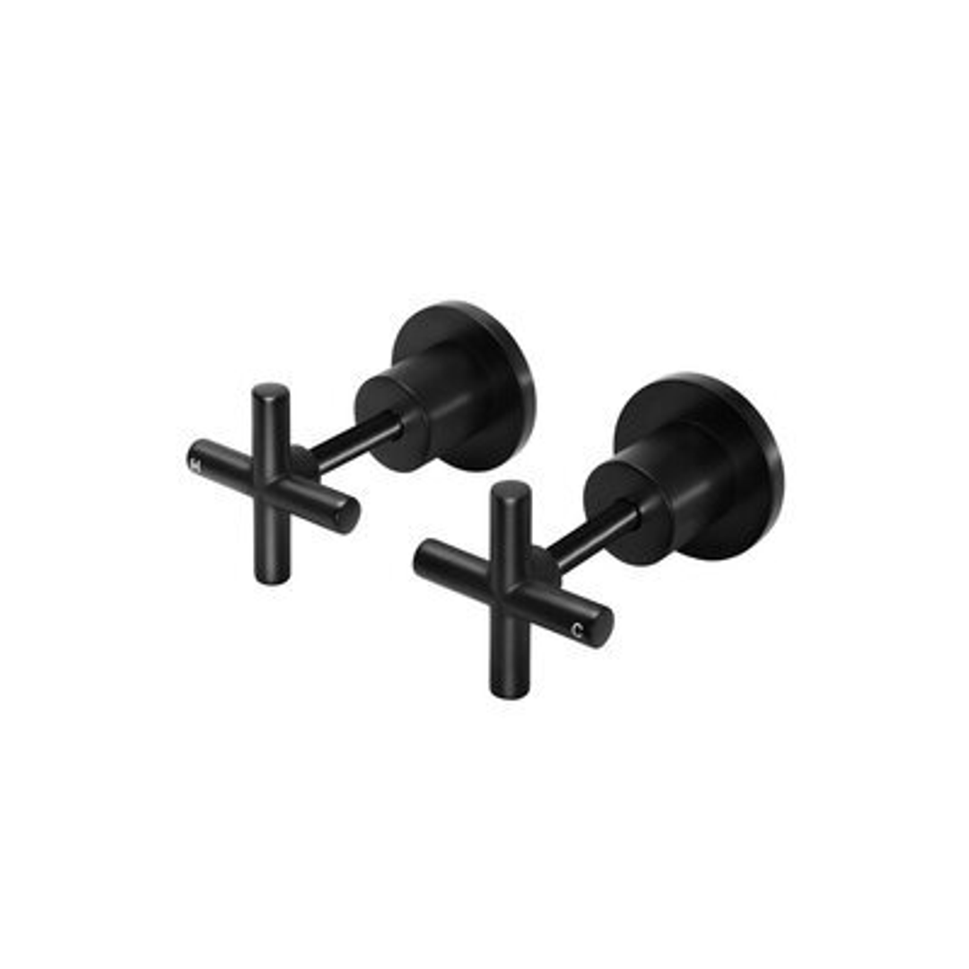 Meir Cross Handle Jumper Valve Wall Top Assemblies Matte Black Mw08Jl