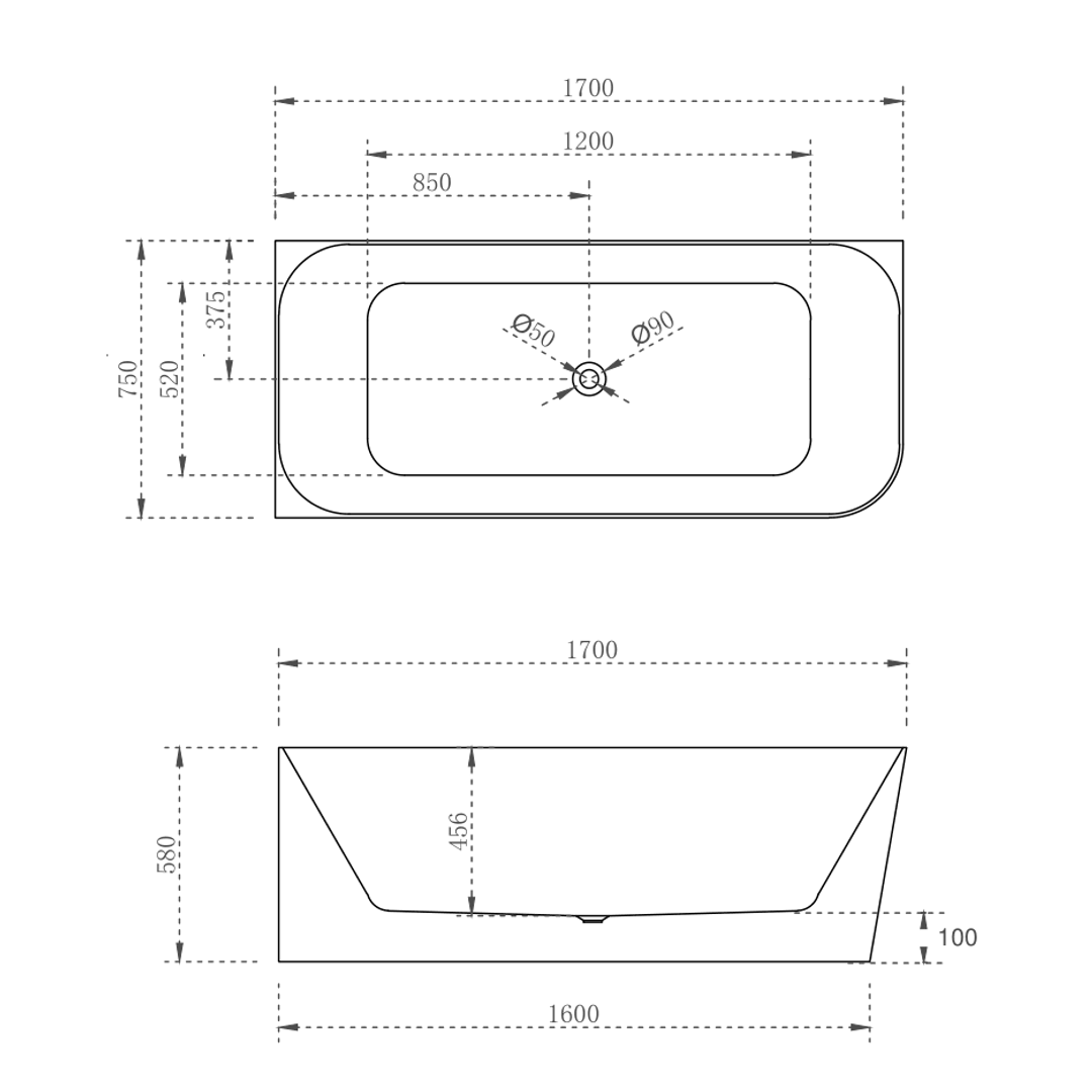 Cassa Design Ashton 1700mm Corner Back To Wall Bath Left Hand Corner Matte White