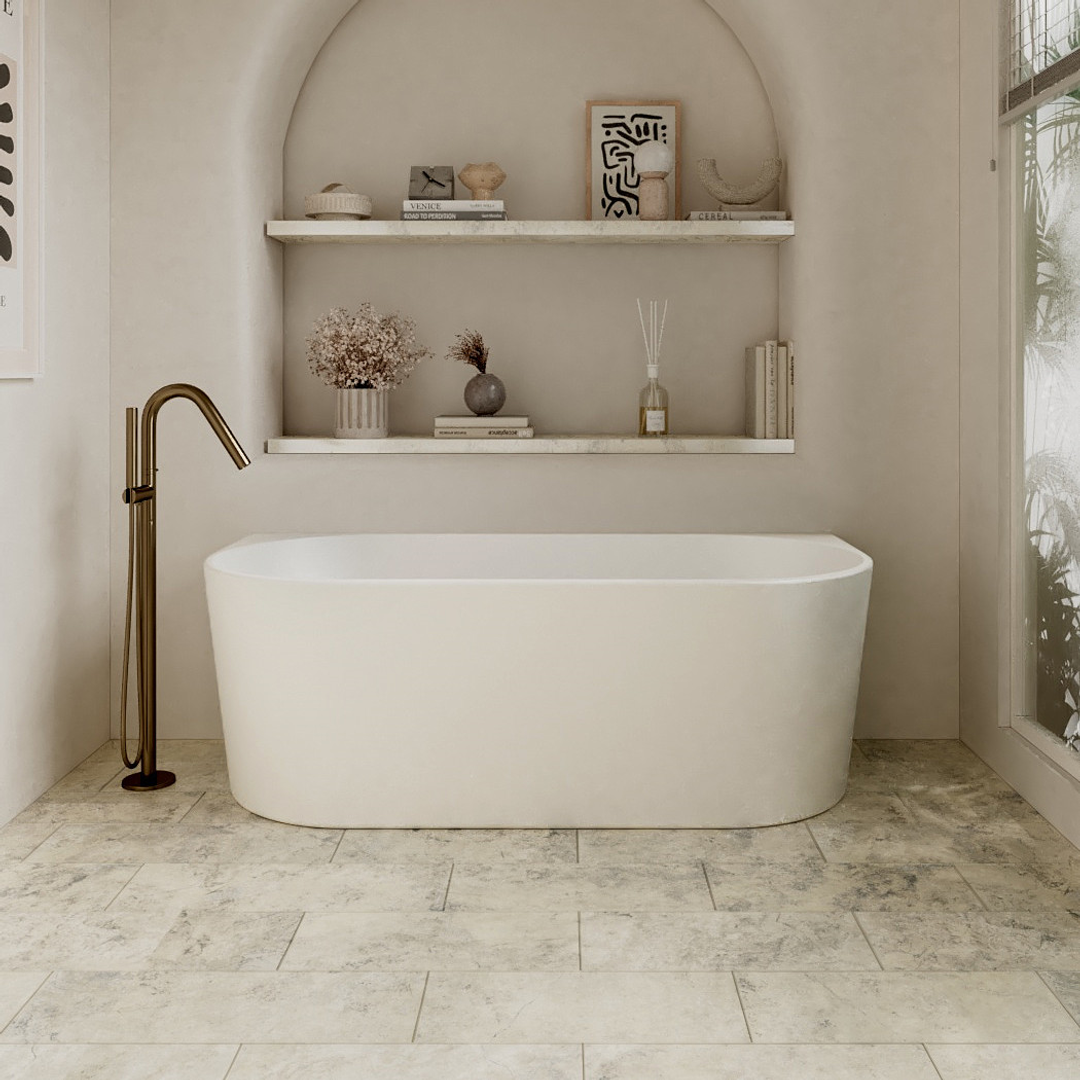 Cassa Design Auris 1400mm Back To Wall Bath Gloss White