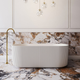 VGroove Round Back To Wall Bath Matte White  1400mm
