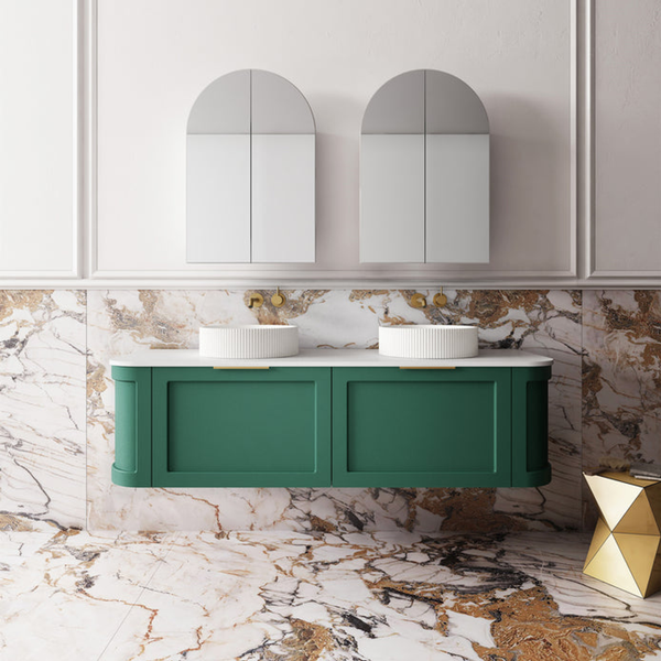 Cassa Design Westminster Wall Hung Vanity 1 Drawer & 2 Curved Doors Green