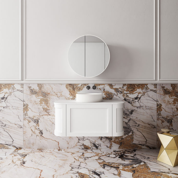 Cassa Design Westminster 900mm Curved Wall Hung Vanity 20mm Solid Stone Bench Top