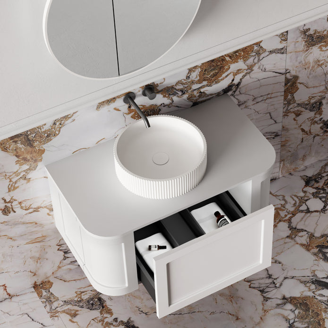 Cassa Design Westminster 900mm Curved Wall Hung Vanity 20mm Solid Stone Bench Top
