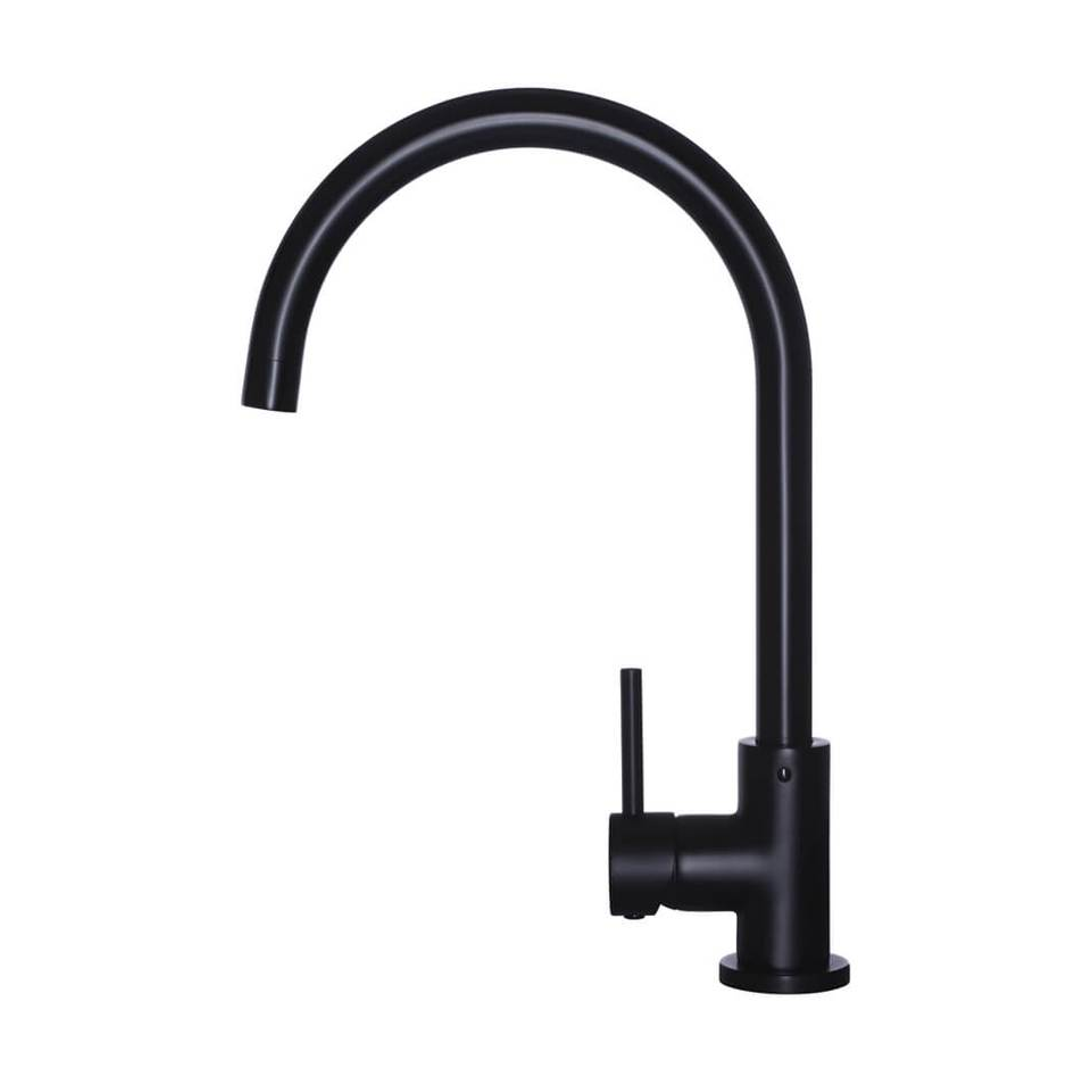 Meir Round Gooseneck Kitchen Mixer Tap Matte Black
