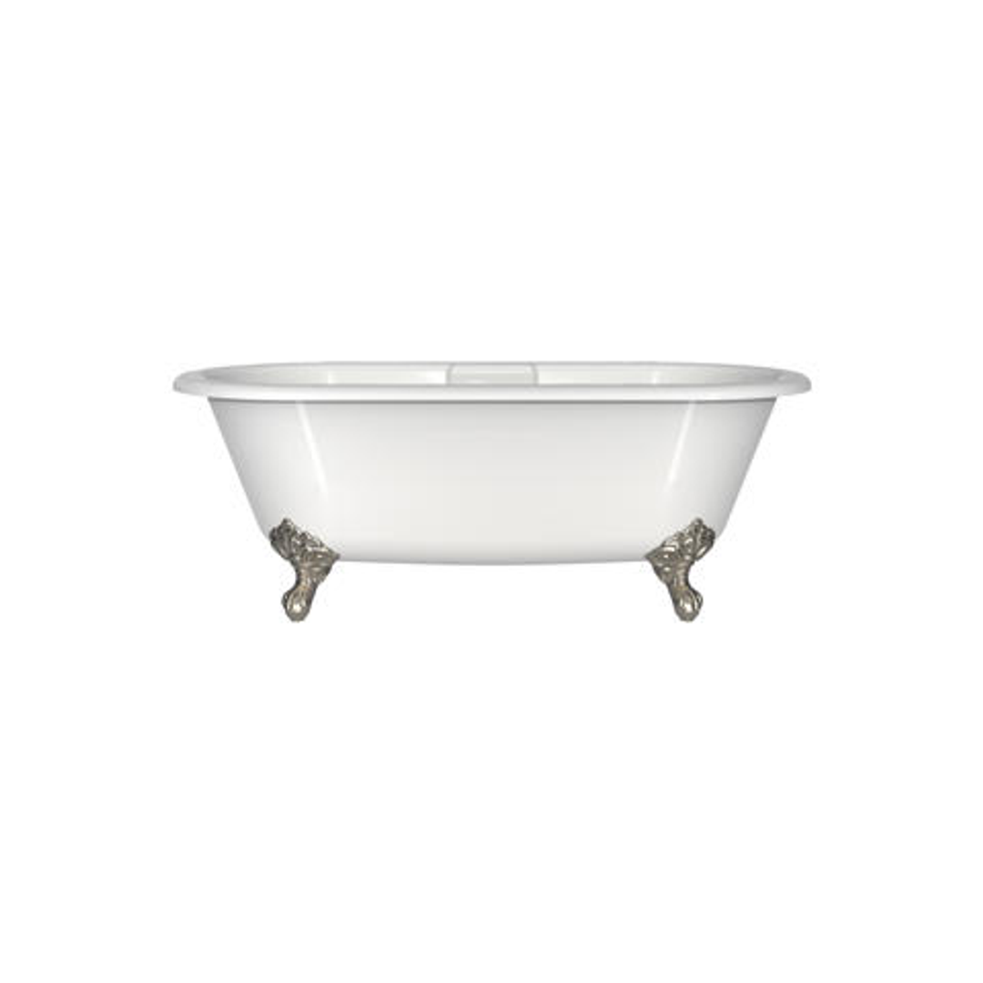 V+A Cheshire Freestanding Bath Adjustable Brushed Nickel Ball & Claw Feet 1744mm