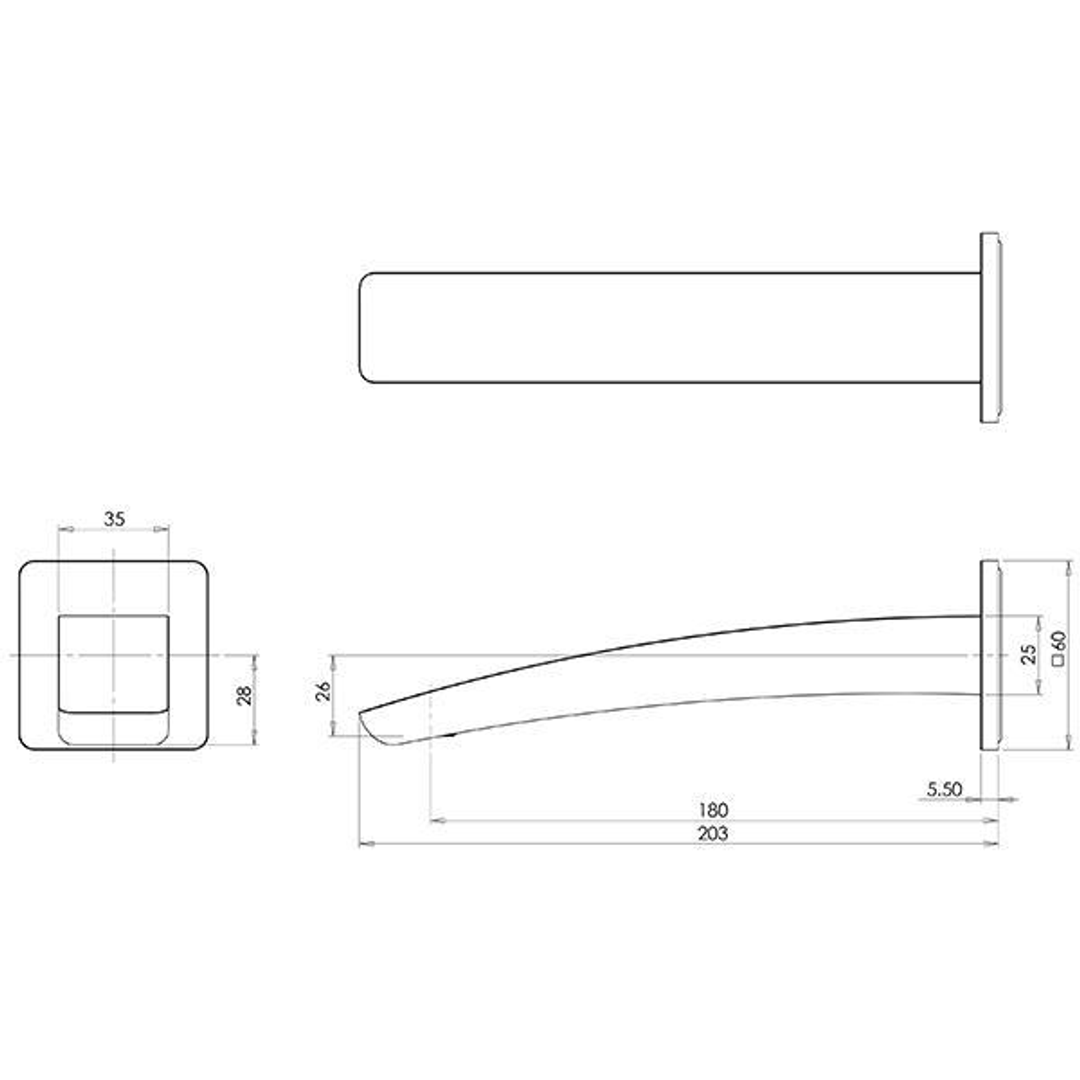 Phoenix Rush Wall Basin Outlet 180mm Brushed Nickel Ru774-40