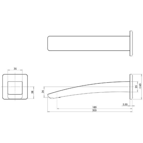 Phoenix Rush Wall Basin Outlet 180mm Brushed Nickel Ru774-40