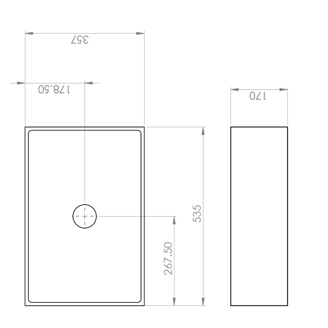 New Form Concrete Grand Rectangle Vessel Basin 535mm X 360mm X 170mm