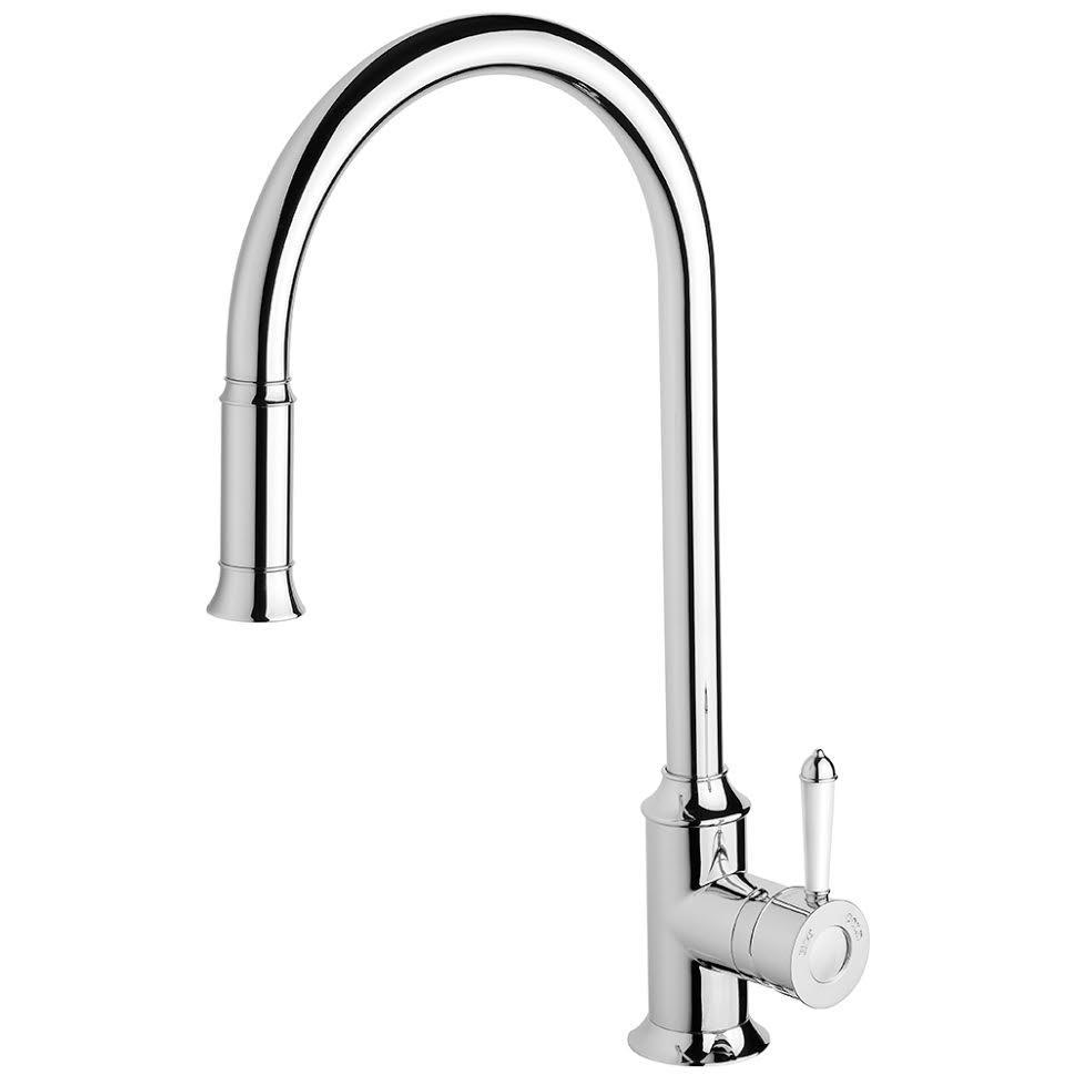 Phoenix Nostalgia Pull Out Sink Mixer - Chrome/White