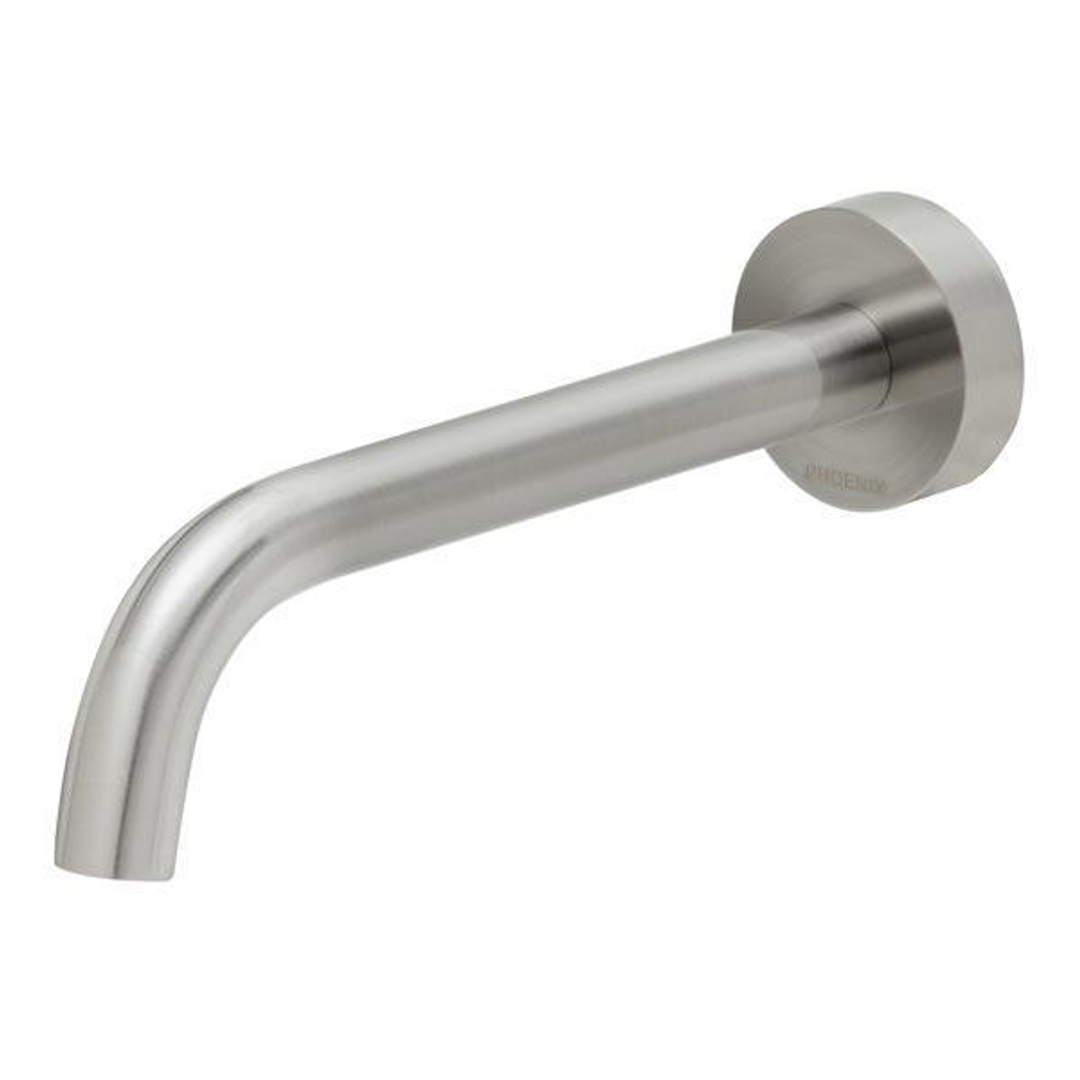 Phoenix Vivid Slimline Wall Bath Outlet 180mm Curved-Brushed Nickel