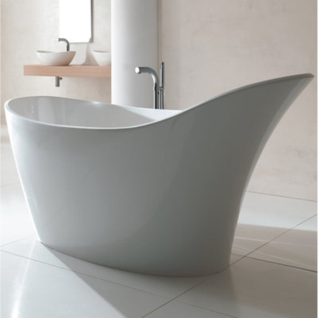 V+A Amalfi Matte Stone Freestanding Bath No Overflow Quarrycast White Matte 1632mm