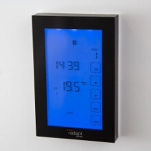 Radiant Glass Fronted Vertical Dual Purpose Thermostat & Timer Switch Black Gtsb-Dual-V