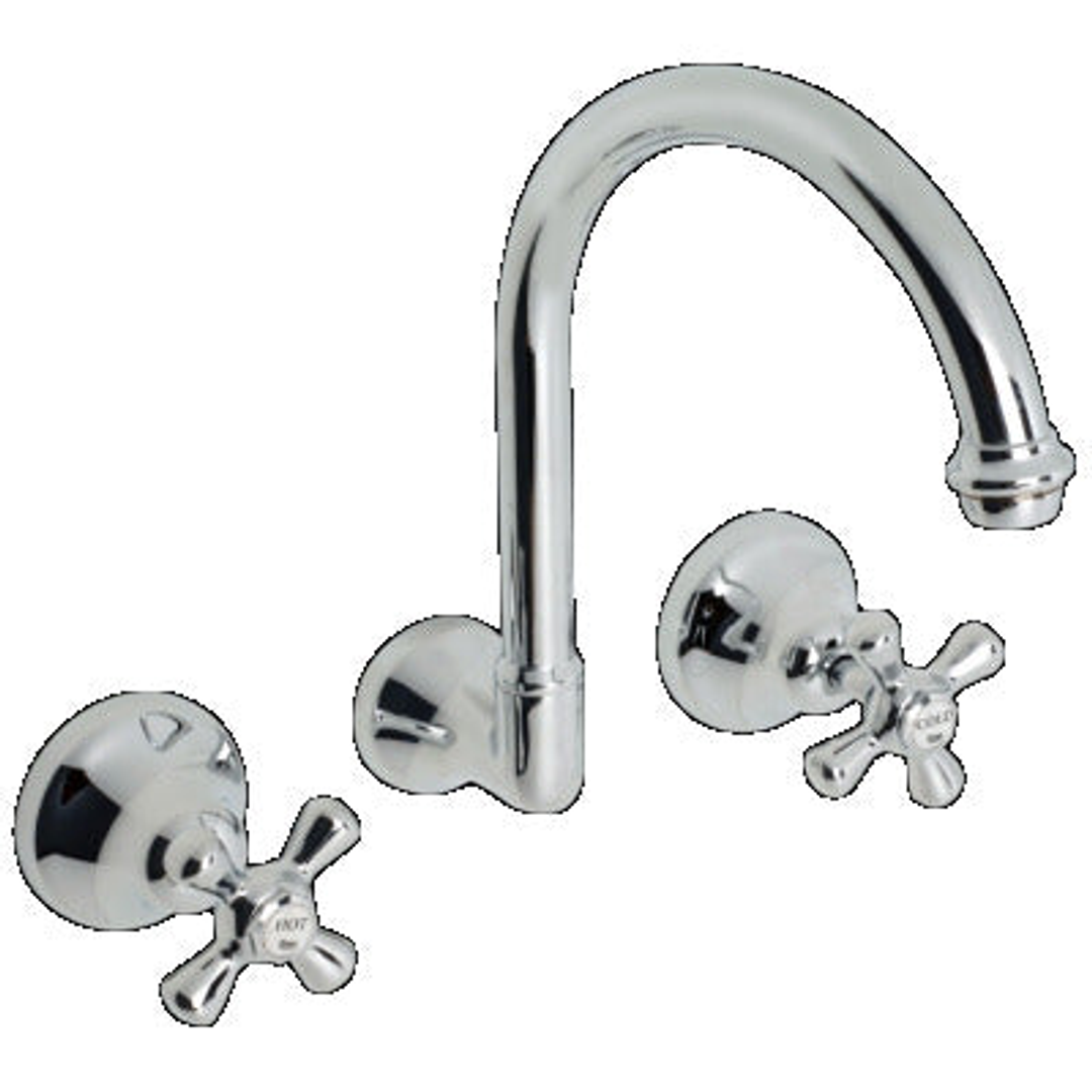 Ram Merino Wall Sink Set with Gooseneck Spout Chrome