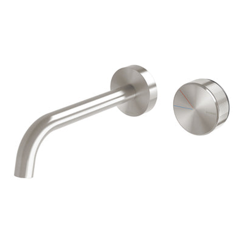 Phoenix Axia Wall Basin/Bath Curved Outlet Mixer Set 180mm Brushed Nickel 117-7815-40