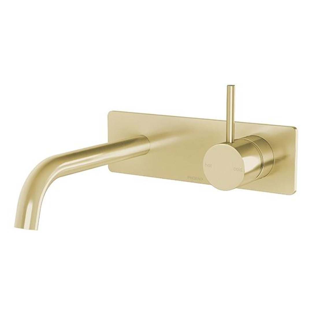 Phoenix Vivid Slimline Up Wall Basin/Bath Mixer Set-Brushed Gold