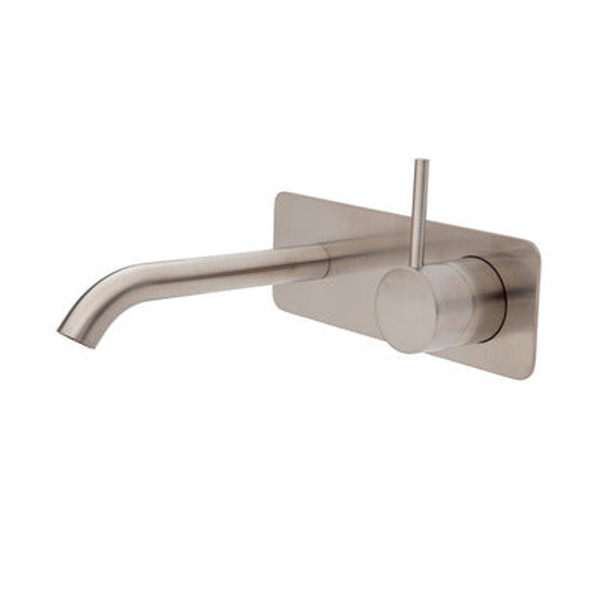 Fienza Kaya Up Basin/Bath Mixer 160mm Outlet Brush Nickel Soft Square Brush Nickel Plate