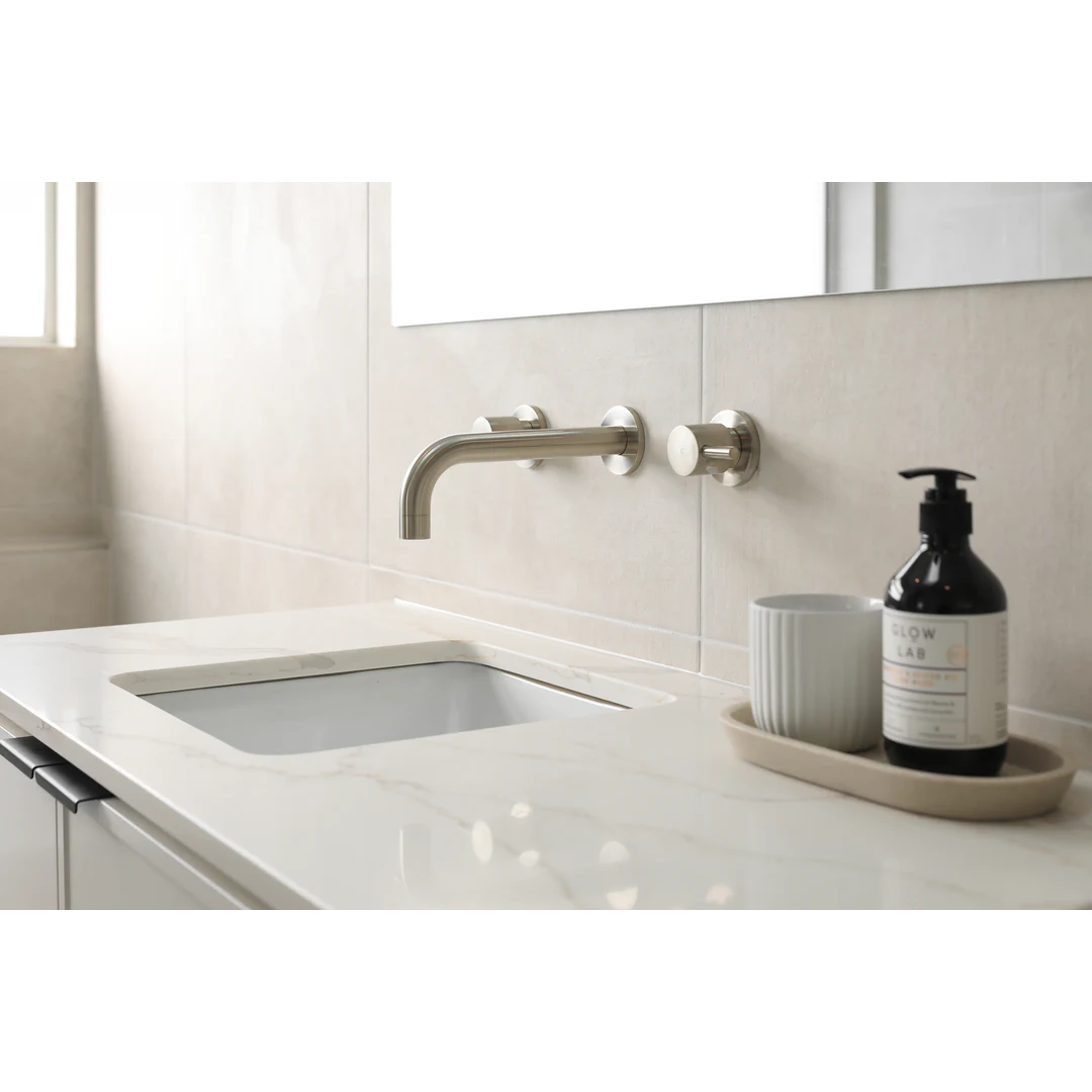 Meir Round Quarter Turn Wall Top Assemblies Brushed Nickel
