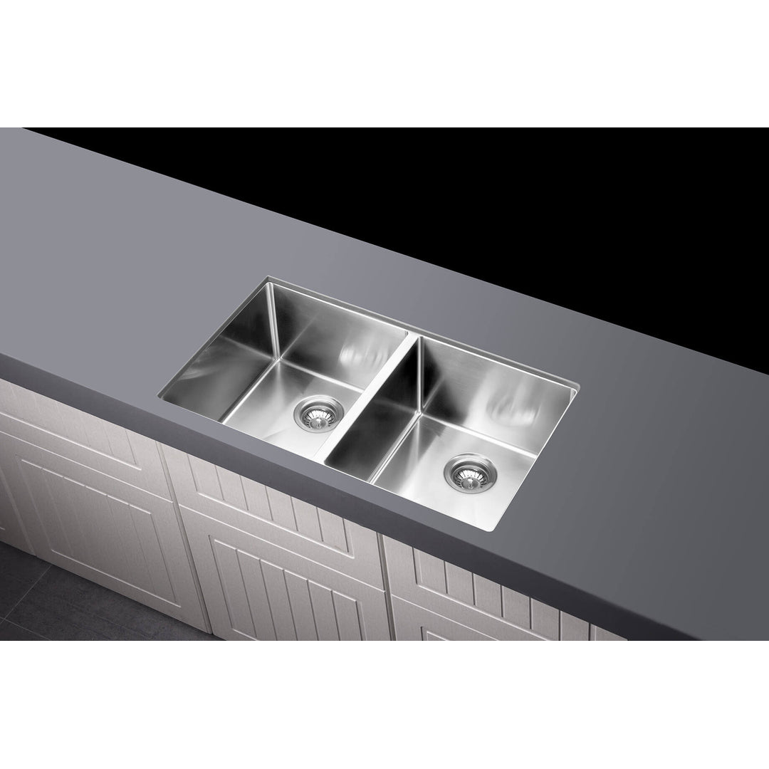 Meir Kitchen Sink Double Bowl 760mm X 440mm - Brushed Nickel