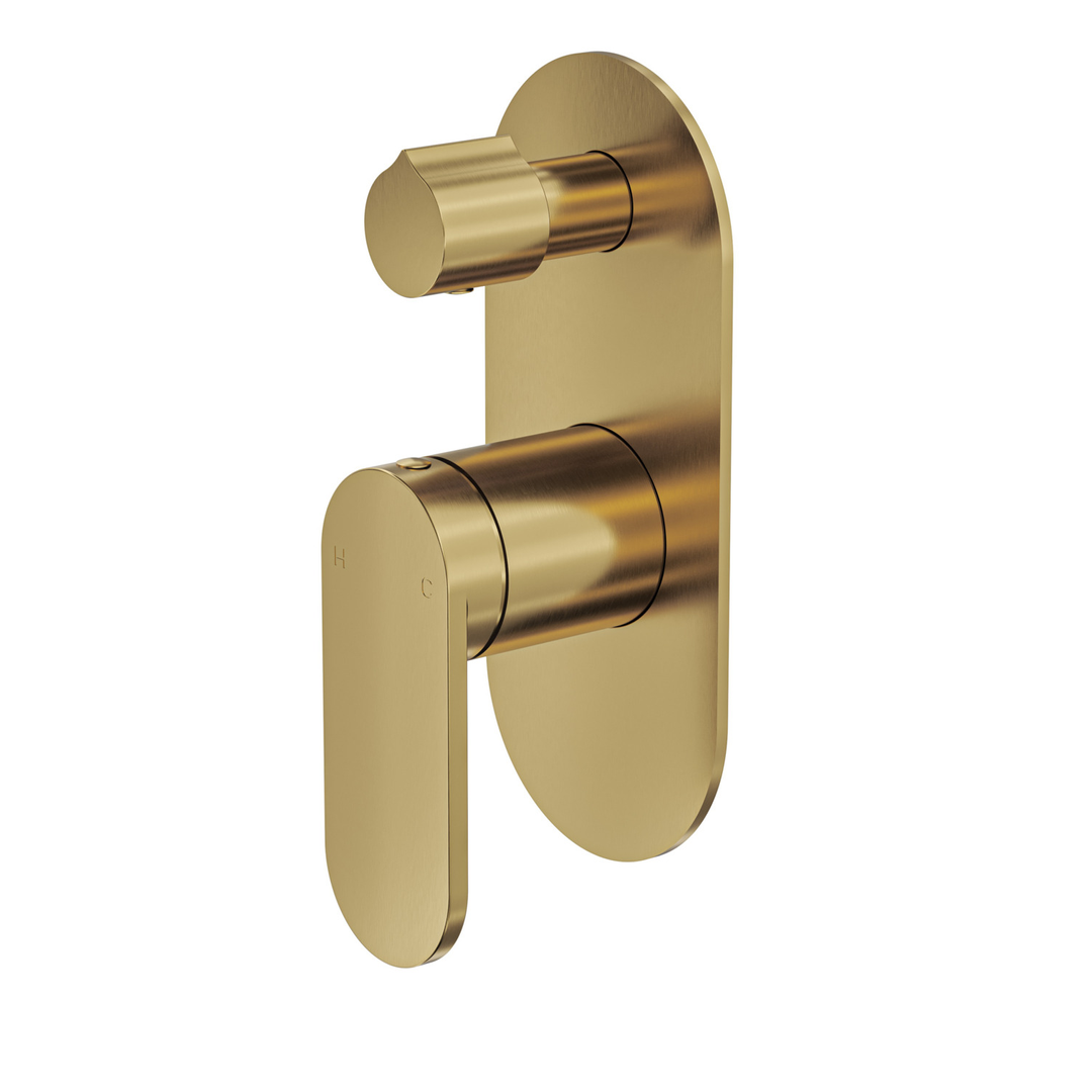 Linsol Capo 1-Plate Wall Mixer With Divertor - Brushed Brass