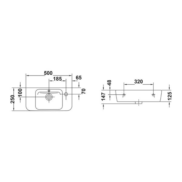Gala Emma Square Wall/Countertop Hand Rinse Basin 1 Tap Hole 27095