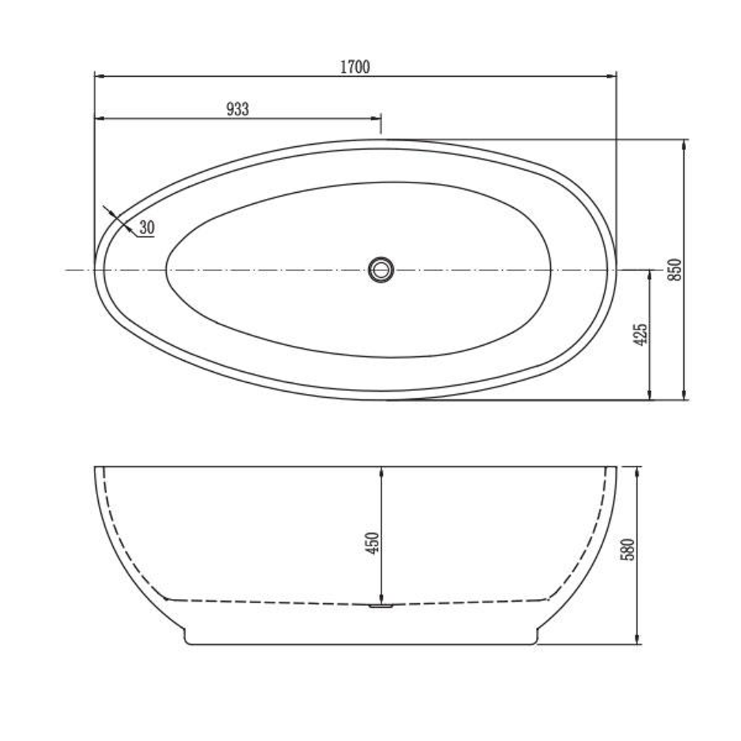 Belbagno Aveo Freestanding Bath Gloss White 1700mm