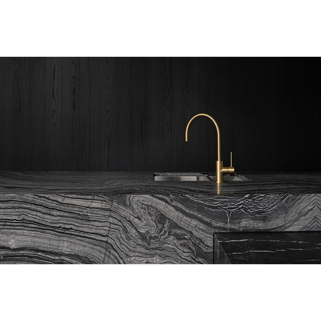 Phoenix Vivid Slimline Side Lever Sink Mixer 220mm Gooseneck Brushed Gold