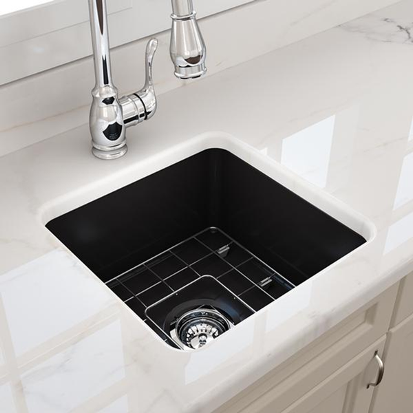 T&H Cuisine 46 X 46 Inset / Undermount Fine Fireclay Sink Matte Black