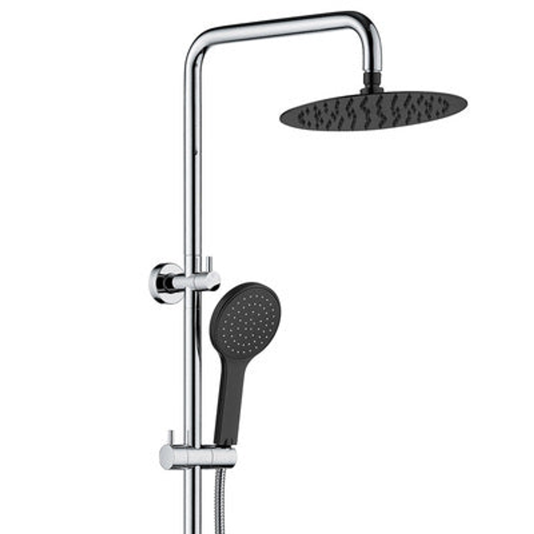 Fienza Kaya Twin Rail Shower Chrome With Matte Black Heads