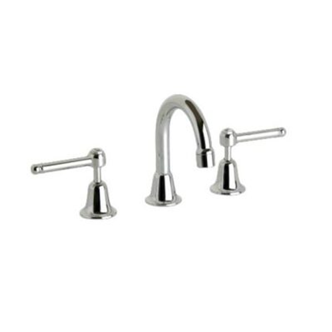 Ram Dorset Basin Set Gooseneck Spout Chrome Lever Ceramic Disc