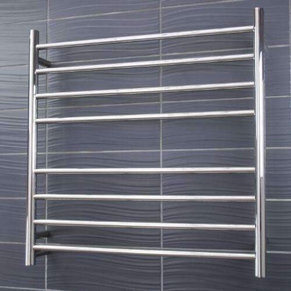 Radiant 8 Bar Round Heated Rail  750X750 Polished S/S  Right Hand