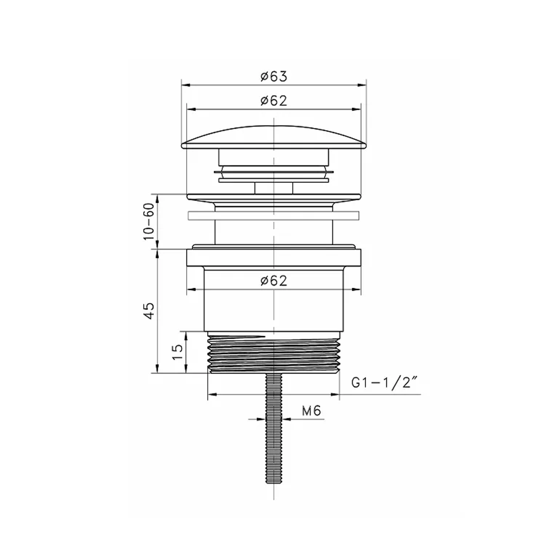 OTTI UNIVERSAL MUSHROOM POP UP WASTE BRUSHED NICKEL 32MM