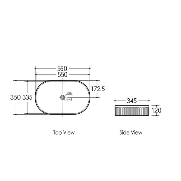 Otti Kensington Oval 560X350X120 Gloss White Basin