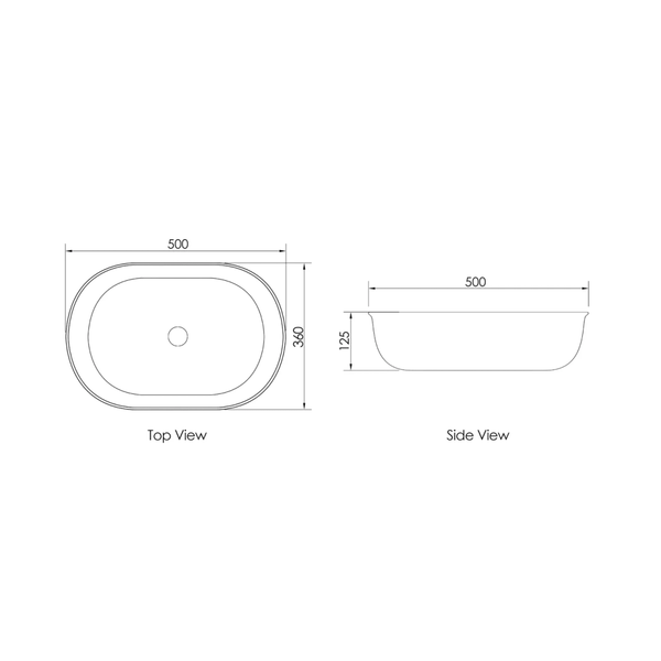 Otti Bronte Oval 500X350X130 Matte Black Basin