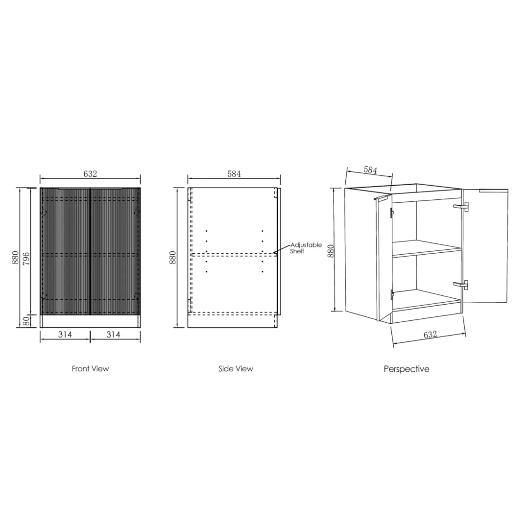 Otti Bondi Laundry Base Cabinet Matte White 630