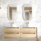 Otti Byron 1500 Natural Oak Plywood Vanity With Carrara Stone Top 12 O'Clock Taphole